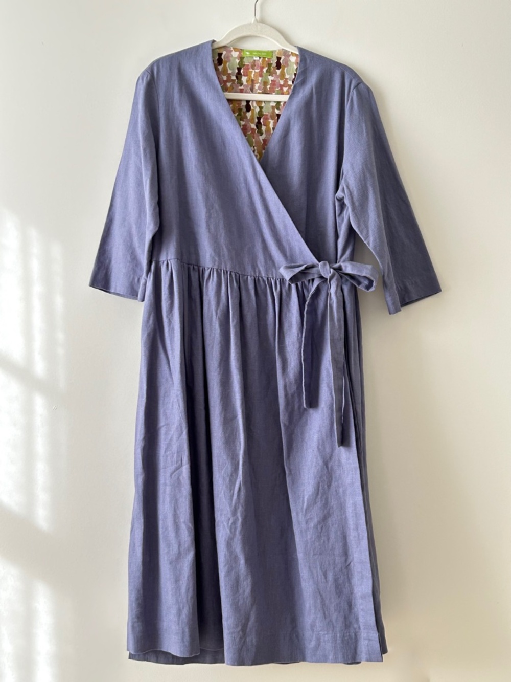 Handmade Heavy Linen Midi Wrap Dress
